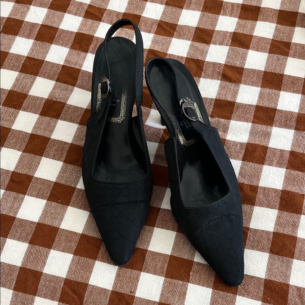 Vintage Christian Dior Black Slingback Heel